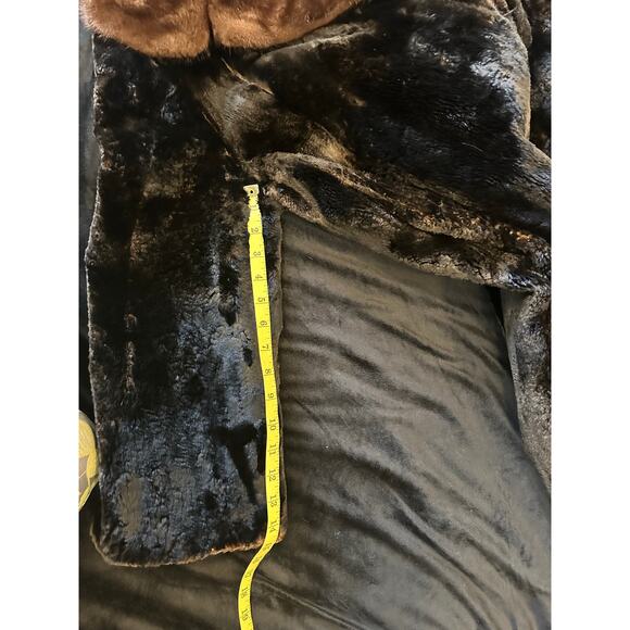Michael’s Furs Lynn Mass Black Mink Fur Coat Brown collar Women's size Medium - Picture 11 of 13
